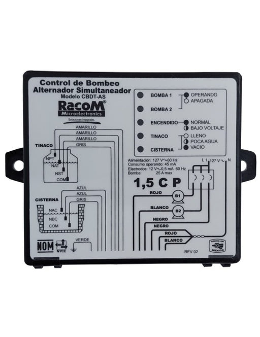 RACOM CONTROL DE BOMBEO DUPLEX TINACO CON CABLES
