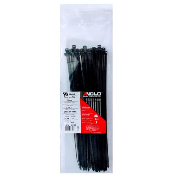 ANCLO CINCHO PARA CABLE 4.8 X 290MM TRANSPARENTE (100 PZAS)