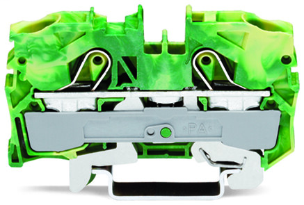 WAGO TOPJOB GROUND TERMINAL BLOCK RAIL MOUNT GREEN/YELLOW