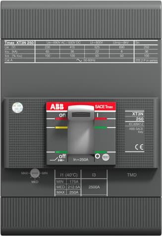 ABB INTERRUPTOR SACE TMAX XT1N DE 40A 3P SIN TERMINALES PARA