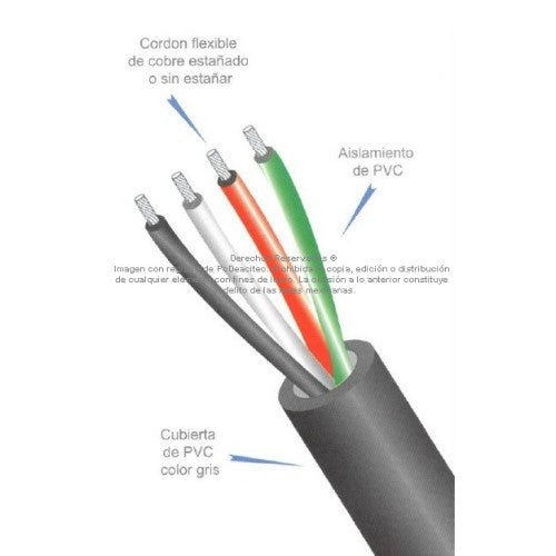 ARSA CABLE MULTICONDUCTOR PVC + PVC 3X14AWG + 1X16AWG