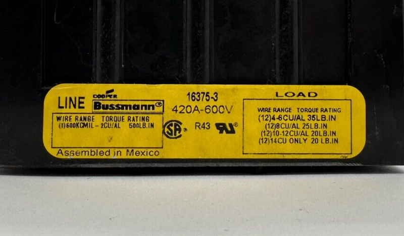 BUSS BLOCK DE DISTRIBUCION 420A 600V