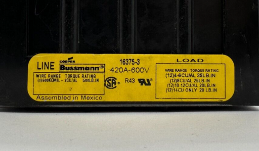 BUSS BLOCK DE DISTRIBUCION 420A 600V