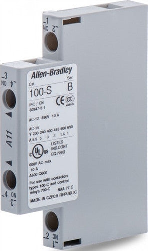 ALLEN BRADLEY AUXILIARY CONTACT BLOCK 10A 1NO/1NC 100-SB11
