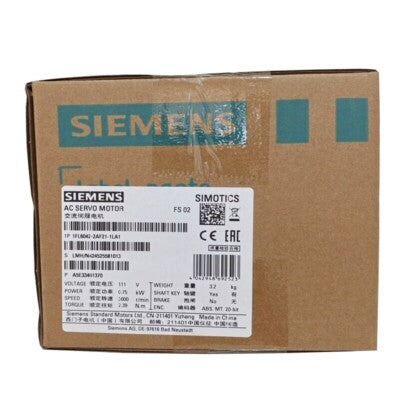 SIEMENS SERVOMOTOR 230V PN=0.75 kW NN=3000 M0=2.39 Nm