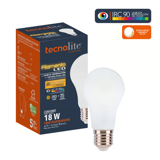 TECNOLITE LAMP FIL LED DIM A19 18W 127V CRI90 30KBCO