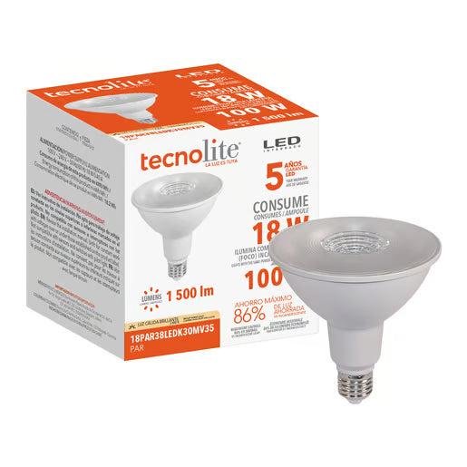 TECNOLITE REFLECTOR PAR38 18W INIV 3000K E27 LEDS