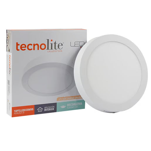 TECNOLITE PLAFON REDONDO LED 18W 100/240V 3000K BCO