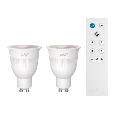 TECNOLITE KIT 2/FOCO GU10 LED RGB 7W + CONTROL REMOTO WAVE II