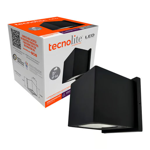 TECNOLITE EXT MURO LED 20W 30K NEGRO