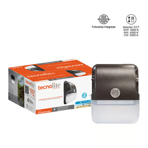 TECNOLITE LAMPARA CON FOTOCELDA LED 22 W LUZ BLANCA AJUSTABLE