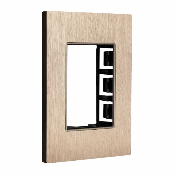 ESTEVEZ PLACA 3 VENTANAS ALUMINIO COBRE CEPILLADO SQUARE