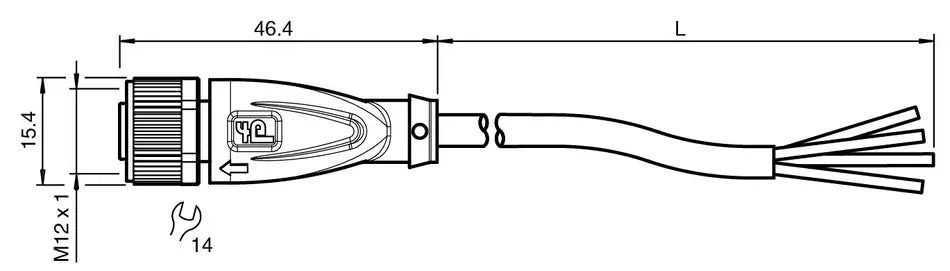 PEPPERL CABLE 2 MTS CON CONECTOR HEMBRA RECTO M12 4P V1-G-BK2M-PU