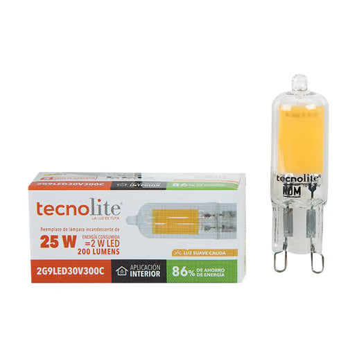 TECNOLITE FOCO CACAHUATE G9 2W 127VAC 3000K 230LM