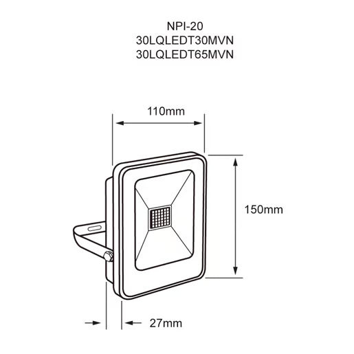 TECNOLITE REF 30W 240V 6500K IP65 IK07 NEGRO