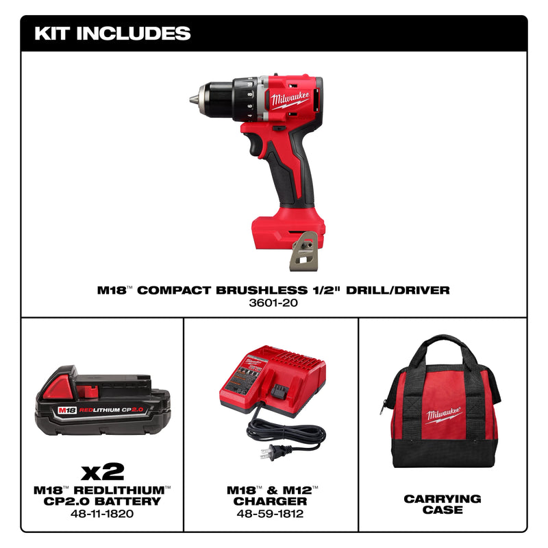 MILWAUKEE M18 CPBL 2PC COMBO-KIT 3602-3650