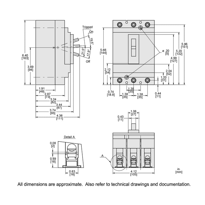 SQUARE D INT TERMOMAG C/ZAPATA 3X100A 65KA 480VAC 250VDC