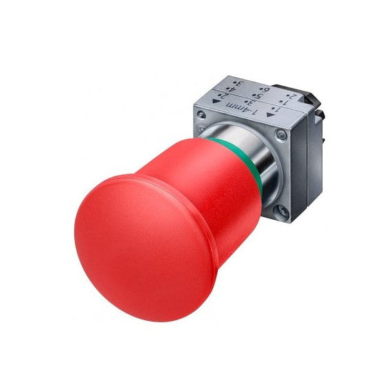 SIEMENS 3SB3 BOTON PARO EMERG METAL ROJO 40MM RESIST SOLVENTES