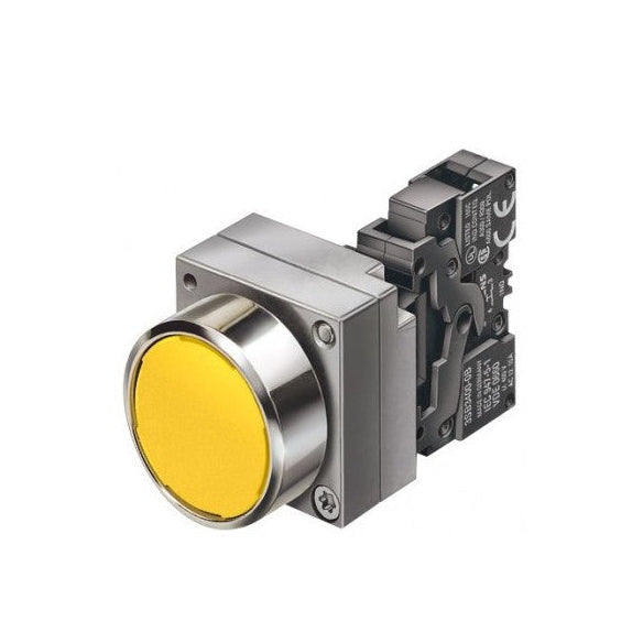 SIEMENS 3SB3 BOTON AMARILLO PULS. 1NA+1NC METAL
