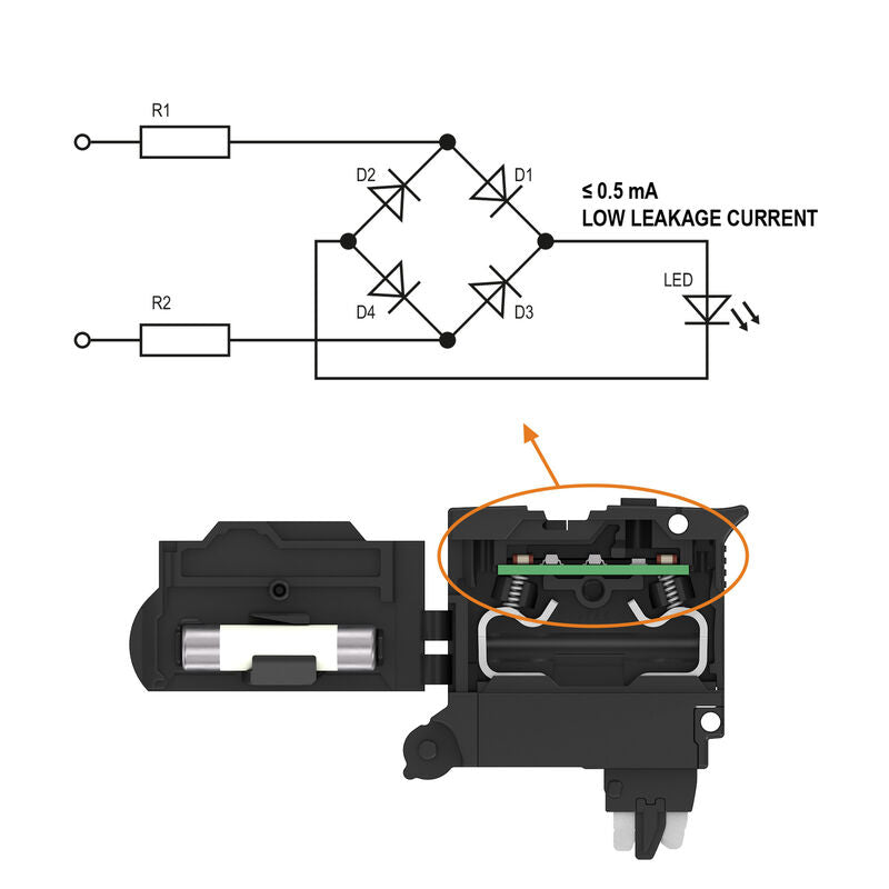 WEIDMULLER TERMINAL FUSIBLE PUSH IN 4 MM² 250 V 6.3 A NEGRO