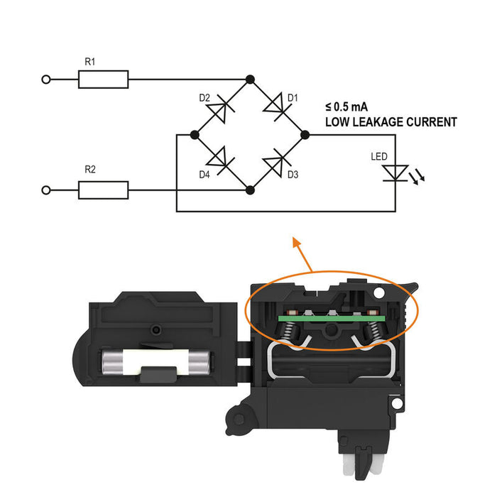 WEIDMULLER TERMINAL FUSIBLE PUSH IN 4 MM² 250 V 6.3 A NEGRO
