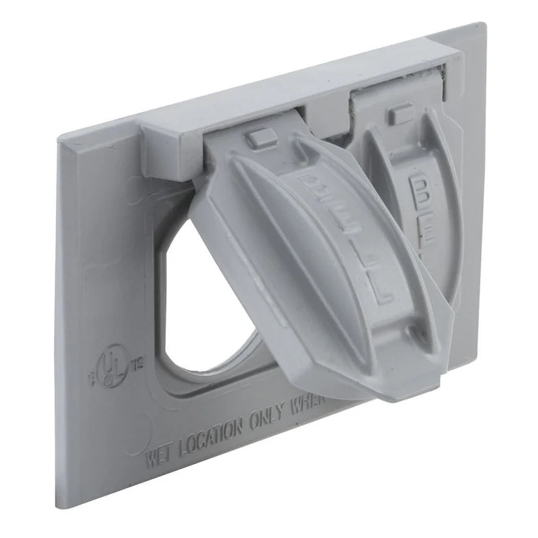 HUBBELL PLACA P/CONTACTO DUPLEX C/2 TAPAS INTEMPERIE GRIS