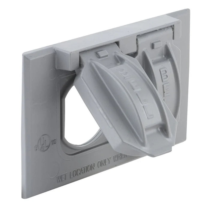 HUBBELL PLACA P/CONTACTO DUPLEX C/2 TAPAS INTEMPERIE GRIS