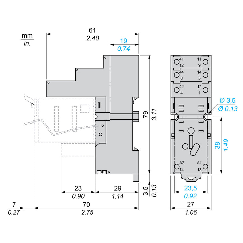 TELEMEC LOGIC STYLE SOCKET SEPARATEDTERMINATIONS 2