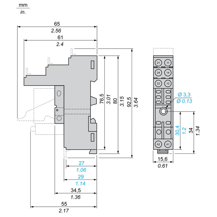 TELEMEC SOCKET 12A 5MM L