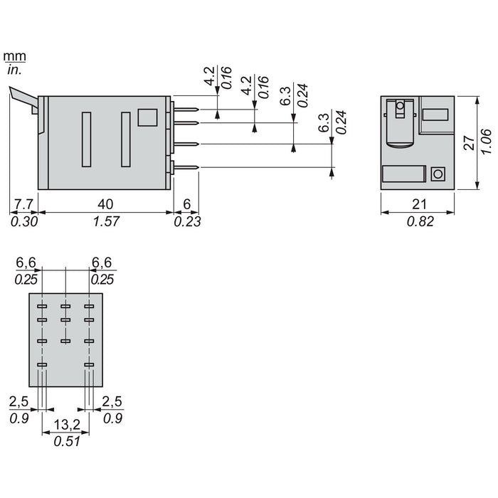 TELEMEC MINIATURE RELAY 3 CO WITH LED120 V AC