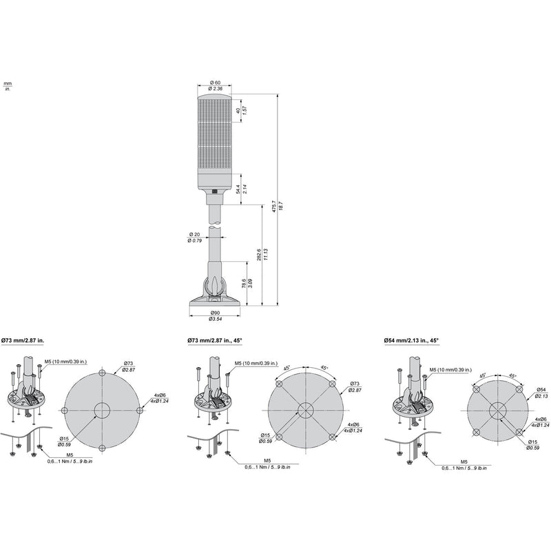 TELEMEC TORRE LUMINOSA LED 24V 3 COLORES