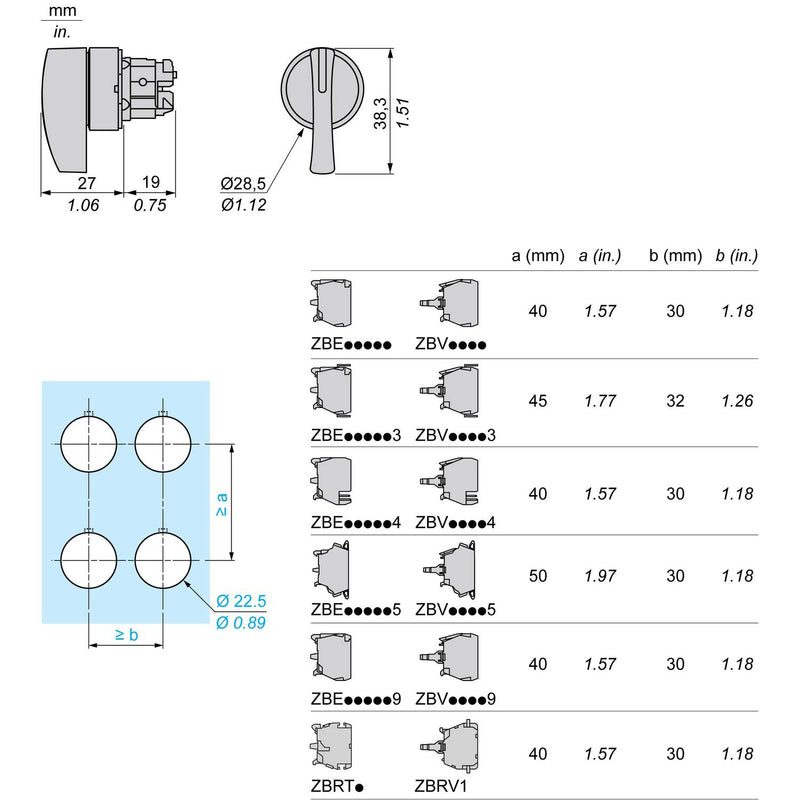 TELEMEC CABEZA SELECTOR LARGA 3 POS SOST-MOMENT METAL