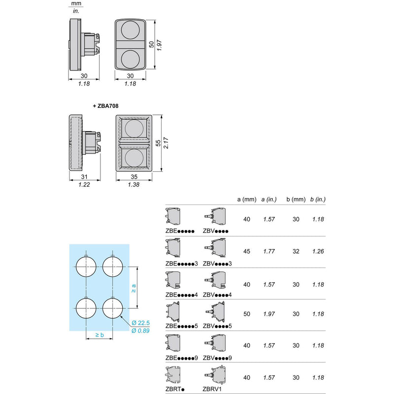 TELEMEC METAL DOUBLE HEADED PUSHBUTTON