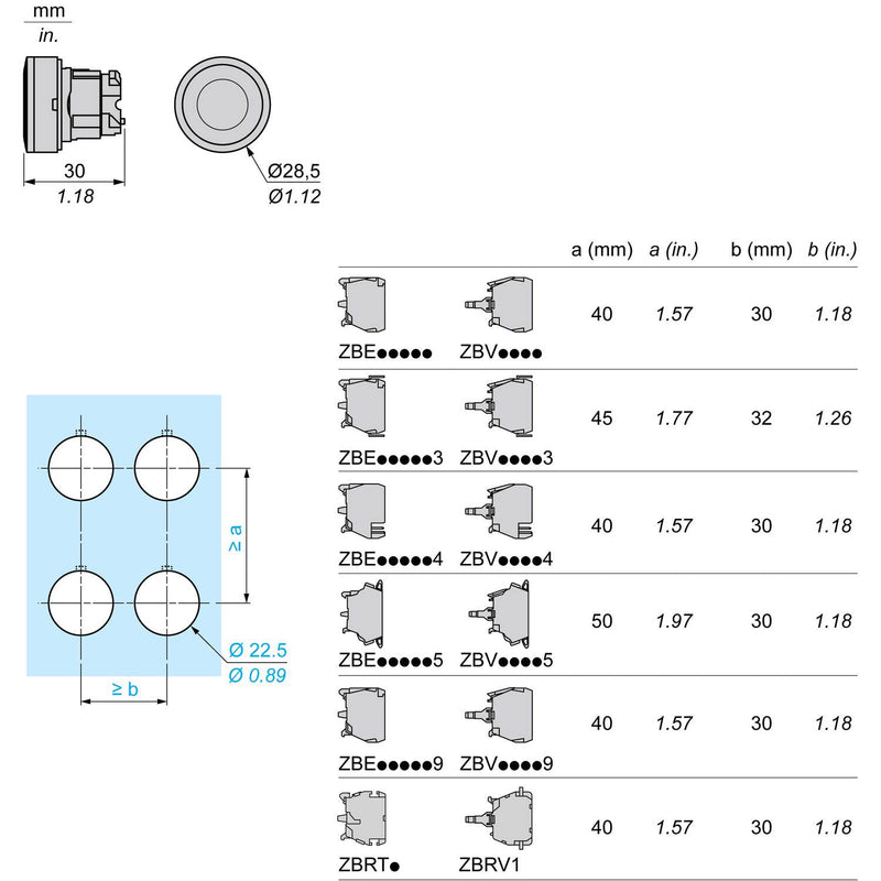 TELEMEC CABEZA BOTON ILUM VERDE LED METAL