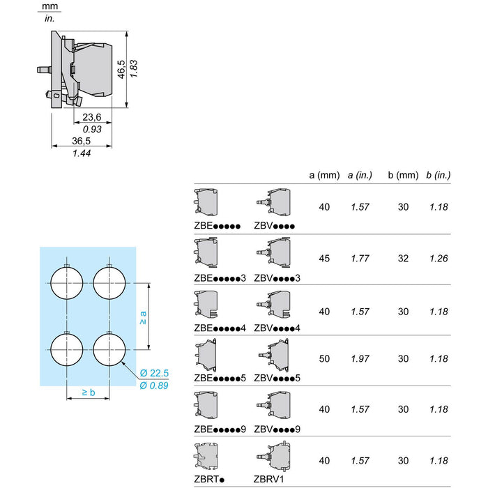 TELEMEC ELEMENTO LED ROJO 24V AC/DC 1NA+1NC C/BASE
