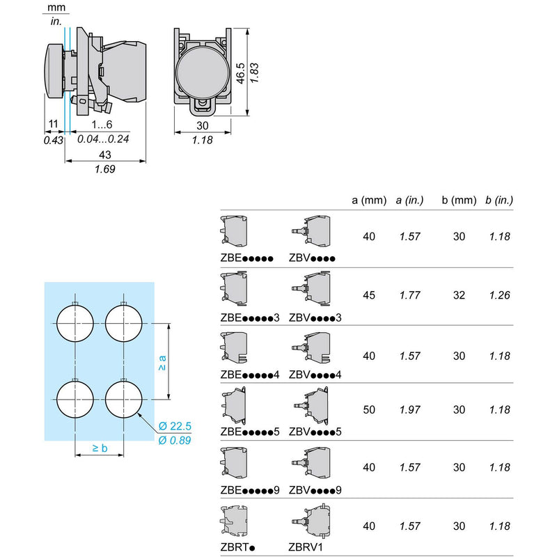 TELEMEC LAMPARA LED BLANCO 24V AC/DC C/BASE METAL