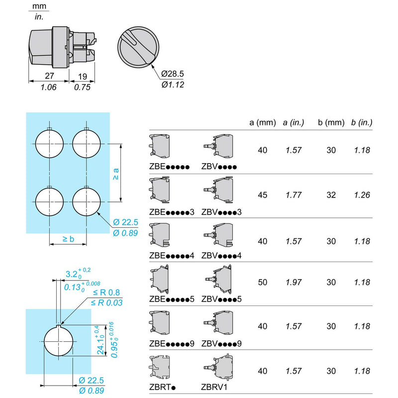 TELEMEC CABEZA P/SELECTOR 3 POSICIONES RETORNO AL CENTRO