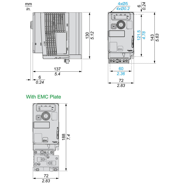 TELEMEC VARIADOR 1X200-240V 0.75KW 1HP 4.8A