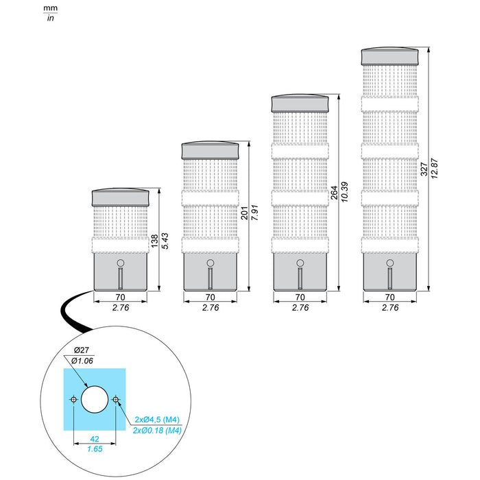 TELEMEC LUMITORRE BASE C/TAPA P/COLUMNA CONEX AS-I NEGRO IP65