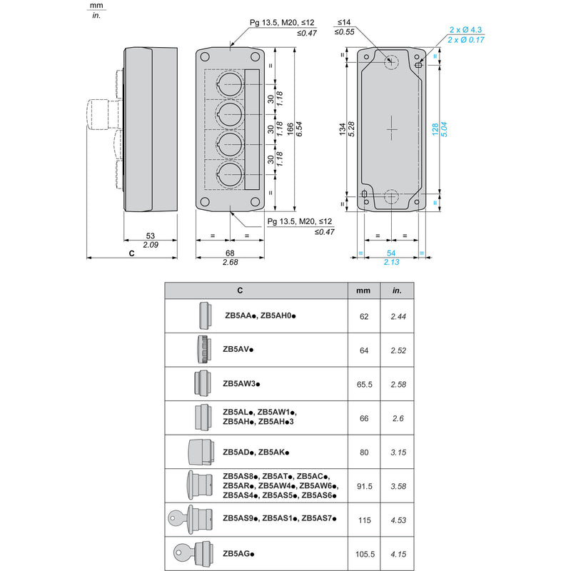 TELEMEC CAJA GRIS VAC=A C/4 ORIFICI