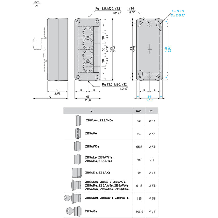 TELEMEC CAJA GRIS VAC=A C/4 ORIFICI