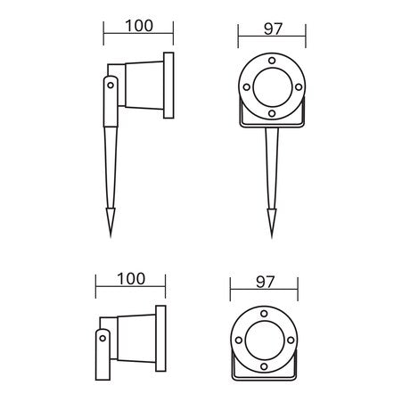ESTEVEZ PERISCOPE ALUMINIO IP67 GX5.3 MR16 UPLIGHT NEGRO