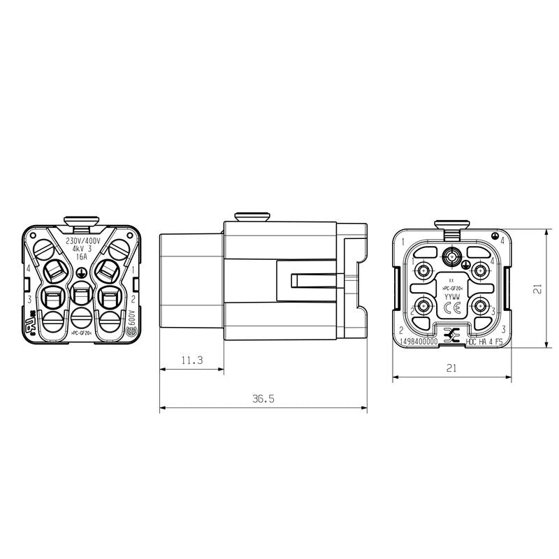 WEIDMULLER HDC-HA-4BS CONECTO HEMBRA 4POLOS + TIER