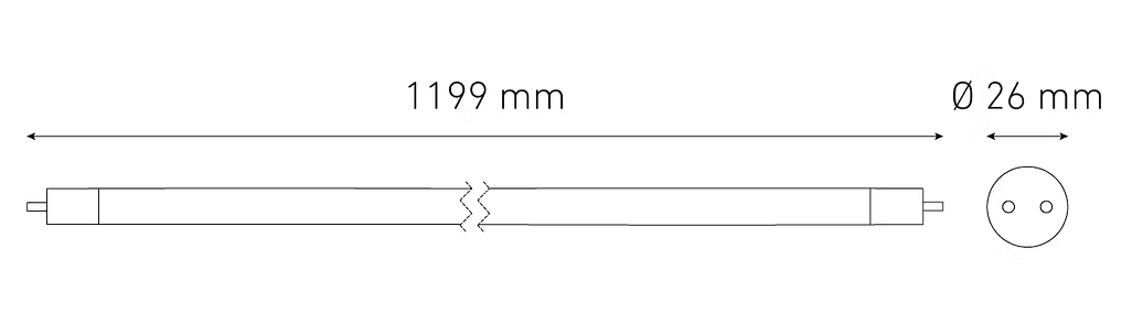 MAGG LAMPARA T8 LED STD 18W 100-240V 60K TRANSPARENTE