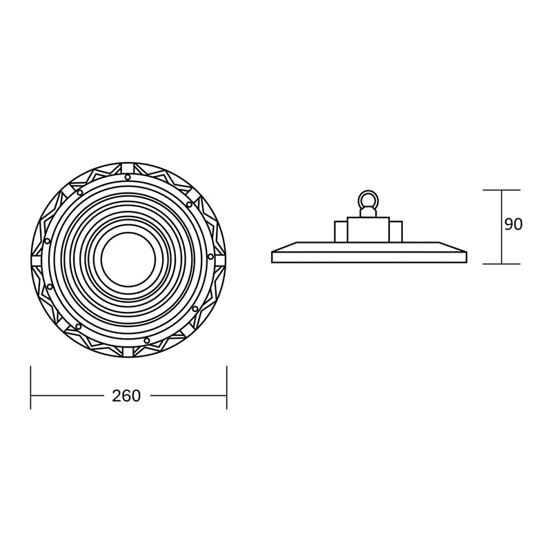 ESTEVEZ UFO 60/80/100W IP65 LED LUZ FRIA HIGH-BAY NEGRO