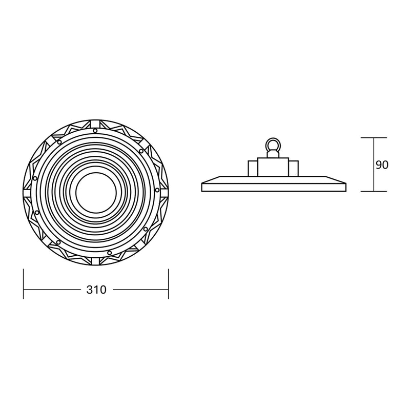 ESTEVEZ UFO 90/120/150W IP65 LED LUZ FRIA HIGH-BAY NEGRO