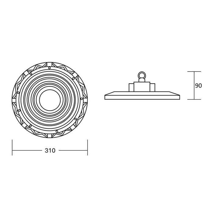 ESTEVEZ UFO 90/120/150W IP65 LED LUZ FRIA HIGH-BAY NEGRO