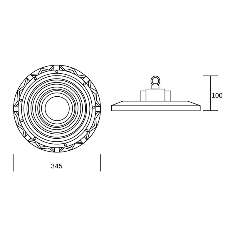 ESTEVEZ UFO 120/160/200W IP65 LED LUZ FRIA HIGH-BAY NEGRO