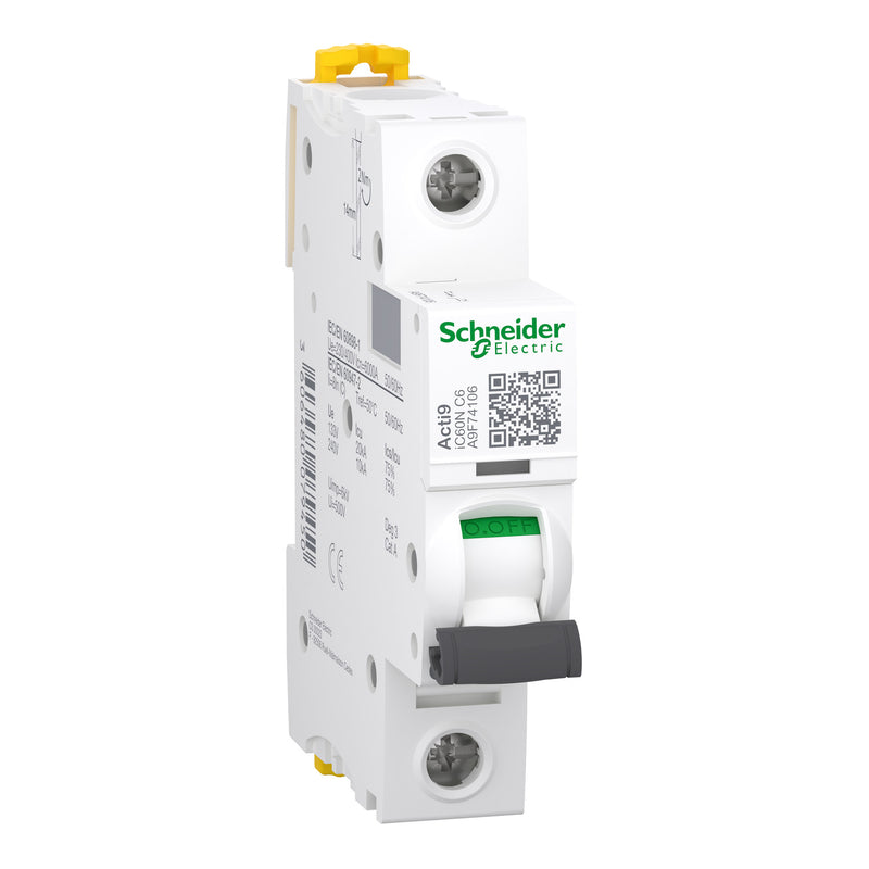 SCHNEIDER INT TERMOMAG P/RIEL 1P 6A C 6KA 440VAC 72VDC IC60N
