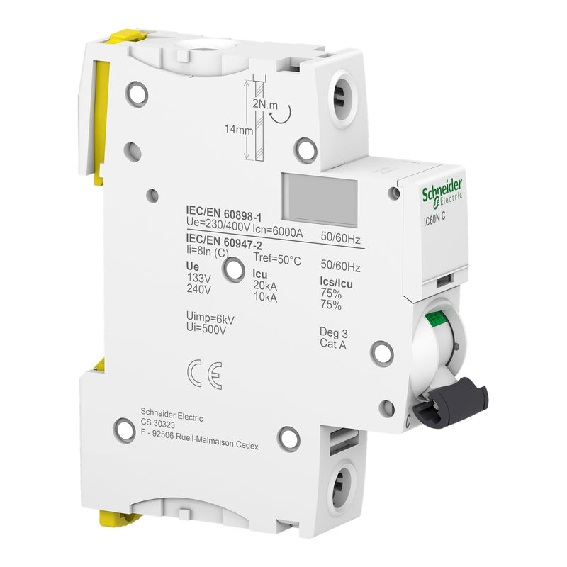 SCHNEIDER INT TERMOMAG P/RIEL 1P 10A C 6KA 440VAC 72VDC IC60N